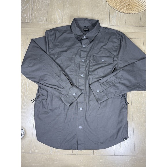 Prana‎ long sleeve Shirt Palisades ripstop snap Gray Large field Outdoor Hiking